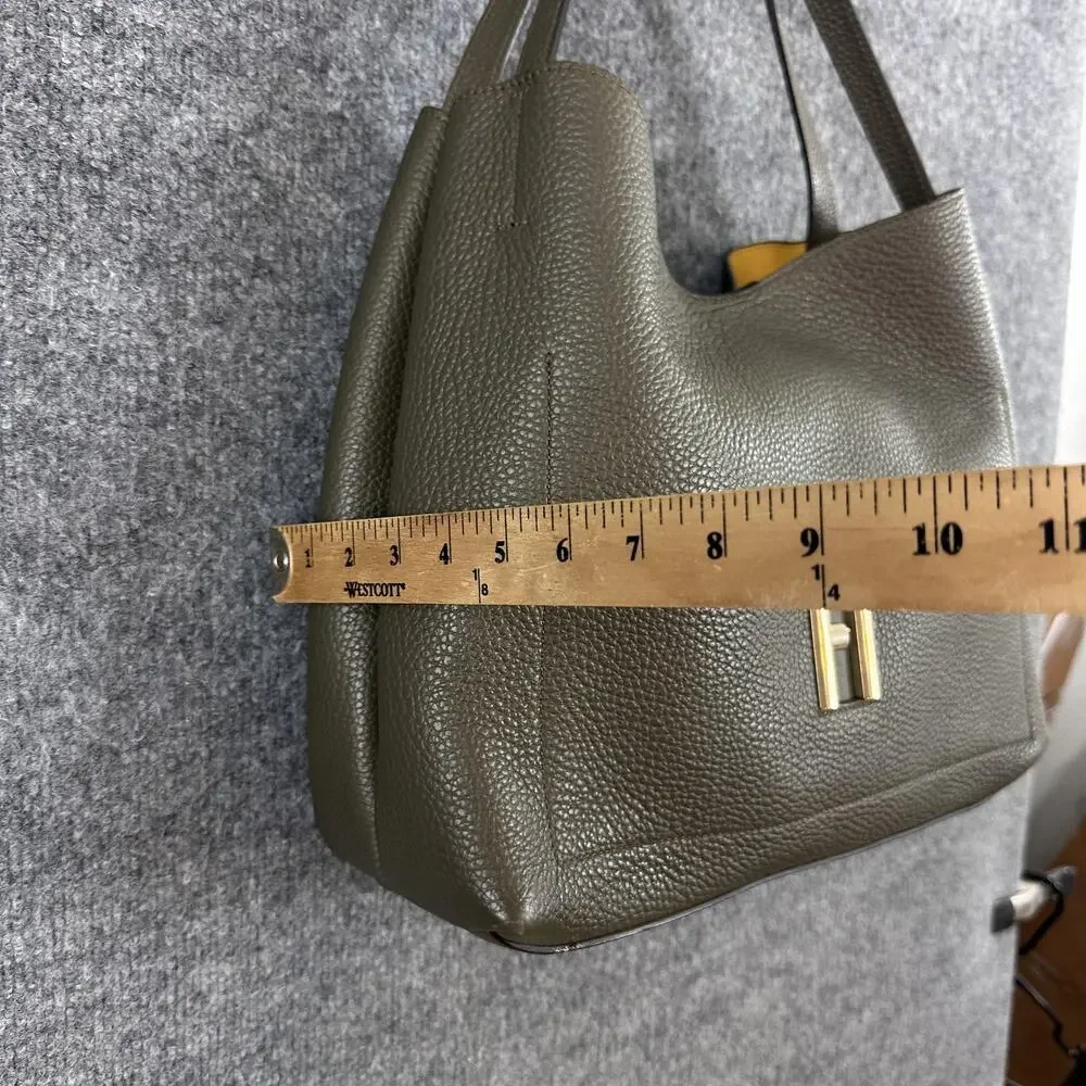 Furla Primula Hobo Bag Pebbled Leather Shoulder Tote Green Luxury Chic Office